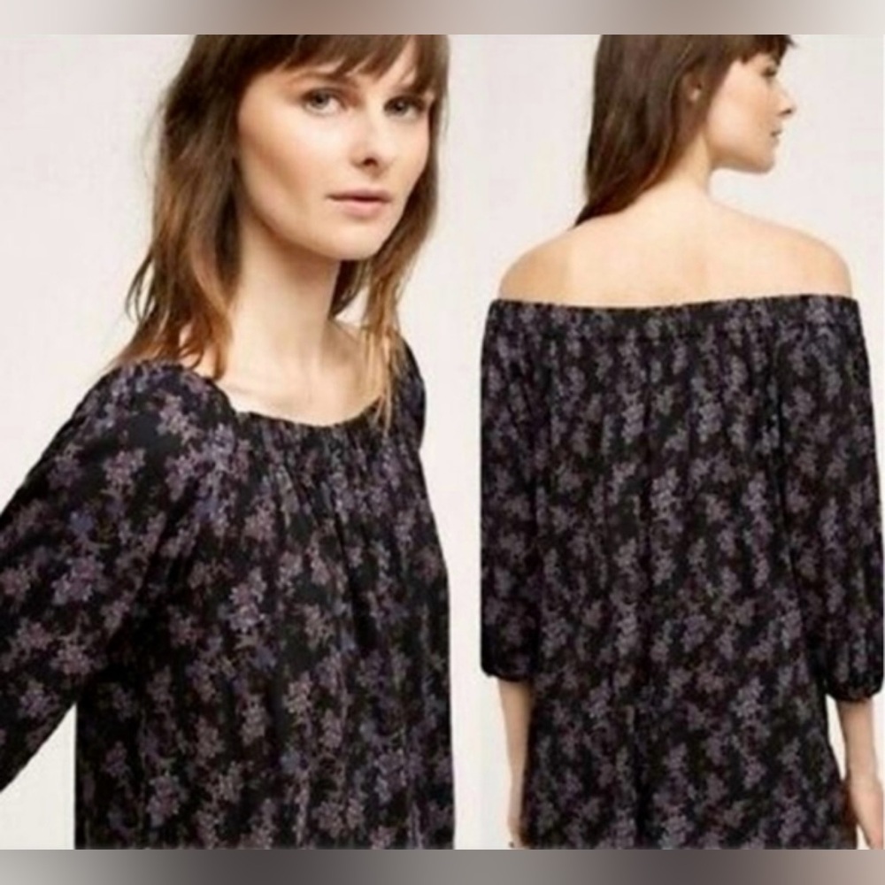 ANTHROPOLOGIE DELETTA Off The Shoulder Floral Top